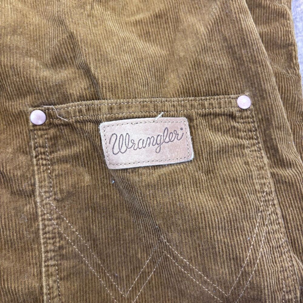 Free People Wrangler Brown Corduroy Straight-Leg Small Bib Overalls Jumpsuit - Picture 8 of 13
